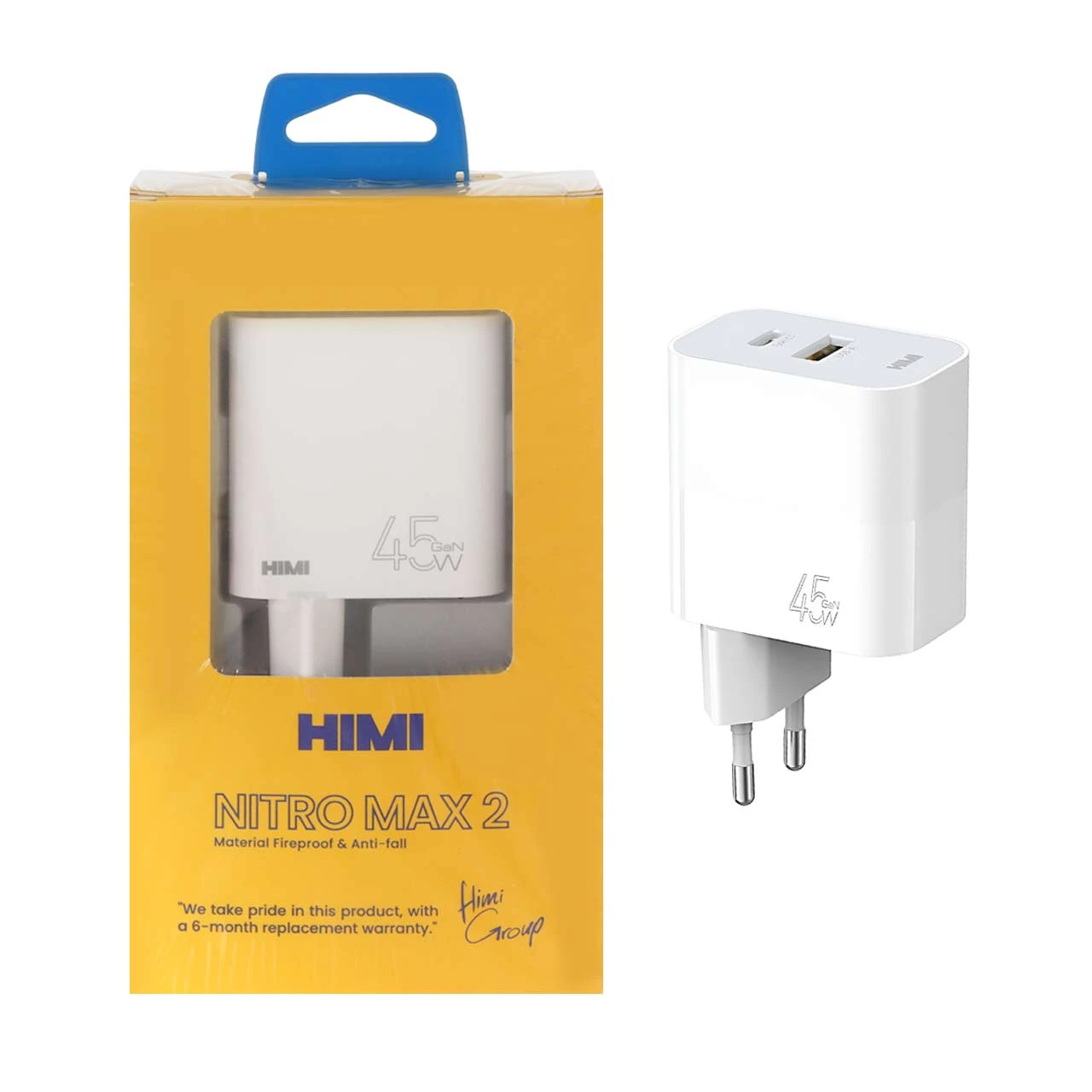 شارژر دیواری فست و PD دو پورت HIMI مدل Nitro Max 2 VQ-T47 45W - سفید (6 ماه گارانتی تعویض شرکتی)